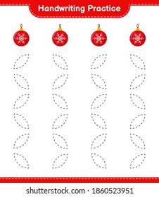 Handwriting practice. Tracing lines of Christmas Balls. Educational children game, printable worksheet, vector illustration