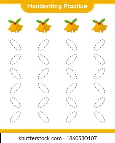 Handwriting practice. Tracing lines of Christmas Bell. Educational children game, printable worksheet, vector illustration