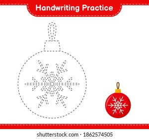 Handwriting practice. Tracing lines of Christmas Balls. Educational children game, printable worksheet, vector illustration