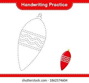 Handwriting practice. Tracing lines of Christmas Lights. Educational children game, printable worksheet, vector illustration