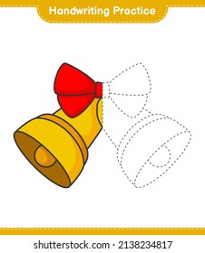 Handwriting practice. Tracing lines of Christmas Bell. Educational children game, printable worksheet, vector illustration