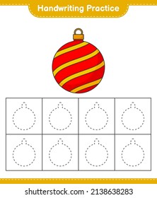 Handwriting practice. Tracing lines of Christmas Ball. Educational children game, printable worksheet, vector illustration