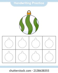 Handwriting practice. Tracing lines of Christmas Ball. Educational children game, printable worksheet, vector illustration