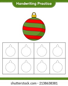 Handwriting practice. Tracing lines of Christmas Ball. Educational children game, printable worksheet, vector illustration