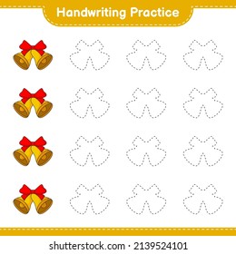 Handwriting practice. Tracing lines of Christmas Bell. Educational children game, printable worksheet, vector illustration