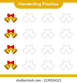 Handwriting practice. Tracing lines of Christmas Bell. Educational children game, printable worksheet, vector illustration