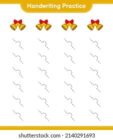 Handwriting practice. Tracing lines of Christmas Bell. Educational children game, printable worksheet, vector illustration