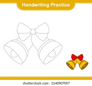 Handwriting practice. Tracing lines of Christmas Bell. Educational children game, printable worksheet, vector illustration