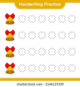 Handwriting practice. Tracing lines of Christmas Bell. Educational children game, printable worksheet, vector illustration