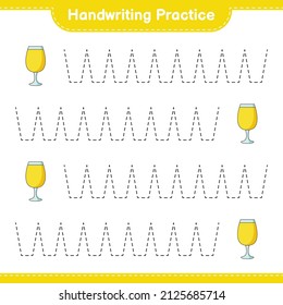 Handwriting practice. Tracing lines of Cocktail. Educational children game, printable worksheet, vector illustration