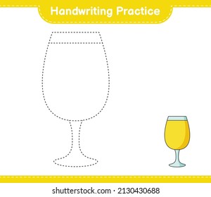 Handwriting practice. Tracing lines of Cocktail. Educational children game, printable worksheet, vector illustration