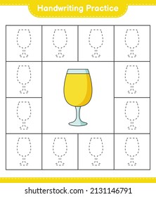 Handwriting practice. Tracing lines of Cocktail. Educational children game, printable worksheet, vector illustration