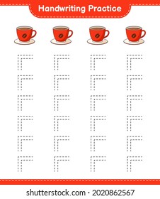 Handwriting practice. Tracing lines of Coffee Cup. Educational children game, printable worksheet, vector illustration