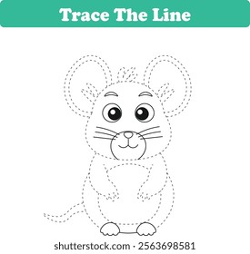 Handwriting Practice. Tracing lines and coloring mouses for children. Vector Illustration