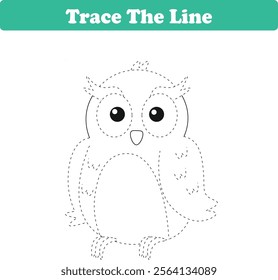 Handwriting Practice. Tracing lines and coloring owls for children. Vector Illustration