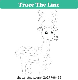 Prática de Manuscrito. Rastreio de linhas e corante veados para crianças. Ilustração de vetor
