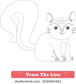Handwriting Practice. Tracing lines and coloring squirrel for children. Vector Illustration