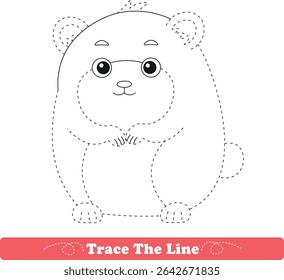 Handwriting Practice. Tracing lines and coloring hamster for children. Vector Illustration