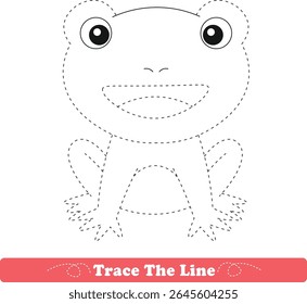 Handwriting Practice. Tracing lines and coloring frog for children. Vector Illustration