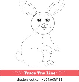Handwriting Practice. Tracing lines and coloring rabbit for children. Vector Illustration