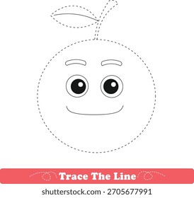 Práctica de escritura. Trazando líneas y coloreando frutas para niños. Ilustración vectorial
