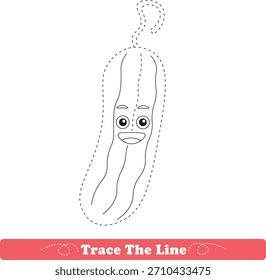 Handwriting Practice. Tracing lines and coloring fruits for children. Vector Illustration