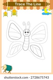 Práctica de escritura. Trazando líneas y coloreando animales para niños. Ilustración vectorial