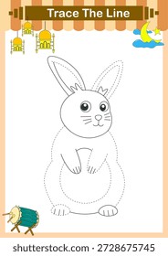 Práctica de escritura. Trazando líneas y coloreando animales para niños. Ilustración vectorial