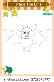 Práctica de escritura. Trazando líneas y coloreando animales para niños. Ilustración vectorial