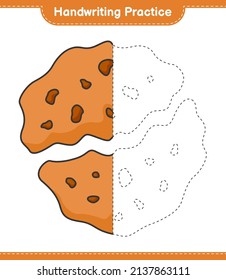 Handwriting practice. Tracing lines of Cookie. Educational children game, printable worksheet, vector illustration