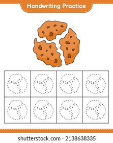 Handwriting practice. Tracing lines of Cookie. Educational children game, printable worksheet, vector illustration