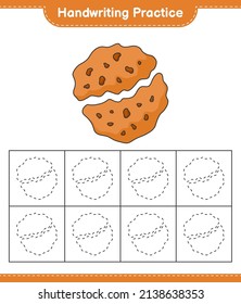 Handwriting practice. Tracing lines of Cookie. Educational children game, printable worksheet, vector illustration