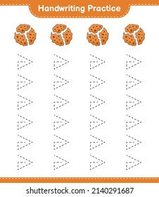 Handwriting practice. Tracing lines of Cookie. Educational children game, printable worksheet, vector illustration