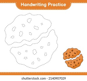 Handwriting practice. Tracing lines of Cookie. Educational children game, printable worksheet, vector illustration