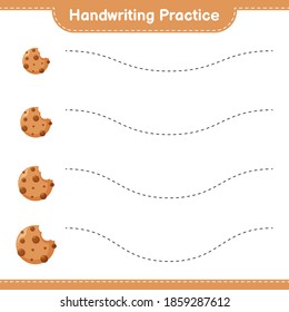 Handwriting practice. Tracing lines of Cookies. Educational children game, printable worksheet, vector illustration