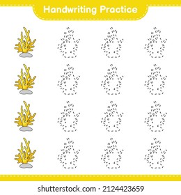 Handwriting practice. Tracing lines of Coral. Educational children game, printable worksheet, vector illustration