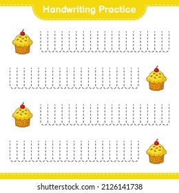 Práctica de escritura a mano. Rastreo de la copa. Juego infantil educativo, hoja de cálculo imprimible, ilustración vectorial