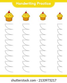 Práctica de escritura a mano. Rastreo de la copa. Juego infantil educativo, hoja de cálculo imprimible, ilustración vectorial