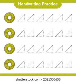 Handwriting practice. Tracing lines of Donut. Educational children game, printable worksheet, vector illustration