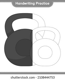 Handschriftübungen. Entdeckungslinien von Dumbell. Kinderspiel, druckbares Arbeitsblatt, Vektorgrafik