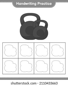 Handwriting practice. Tracing lines of Dumbbell. Educational children game, printable worksheet, vector illustration