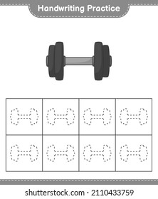 Práctica de escritura a mano. Rastreo de líneas de Dumbbell. Juego infantil educativo, hoja de cálculo imprimible, ilustración vectorial