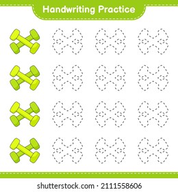 Handwriting practice. Tracing lines of Dumbbell. Educational children game, printable worksheet, vector illustration