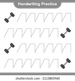 Práctica de escritura a mano. Rastreo de líneas de Dumbbell. Juego infantil educativo, hoja de cálculo imprimible, ilustración vectorial