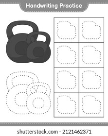 Práctica de escritura a mano. Rastreo de líneas de Dumbbell. Juego infantil educativo, hoja de cálculo imprimible, ilustración vectorial