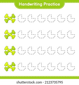 Handwriting practice. Tracing lines of Dumbbell. Educational children game, printable worksheet, vector illustration