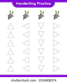 Handwriting practice. Tracing lines of Elderberry. Educational children game, printable worksheet, vector illustration