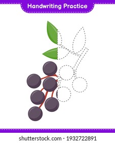 Handschriftübungen. Rennstrecken der Elderberry. Kinderspiel, druckbares Arbeitsblatt, Vektorgrafik