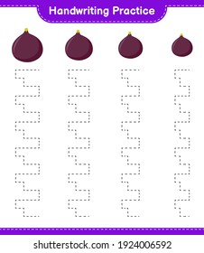 Práctica de escritura a mano. Líneas de seguimiento del juego infantil de Fig. educativo, hoja de cálculo imprimible, ilustración vectorial