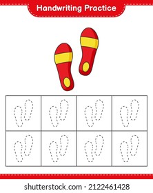Handwriting practice. Tracing lines of Flip Flop. Educational children game, printable worksheet, vector illustration